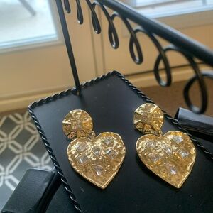 Textured Gold Heart Earrings.  Very good quality , never used.